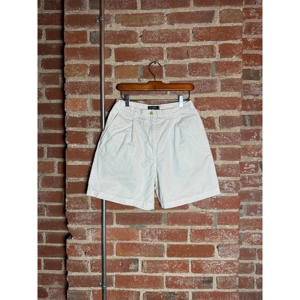 Lauren Ralph Lauren Womens White Pleated Chino Shorts Size 6 High Waisted Cotton